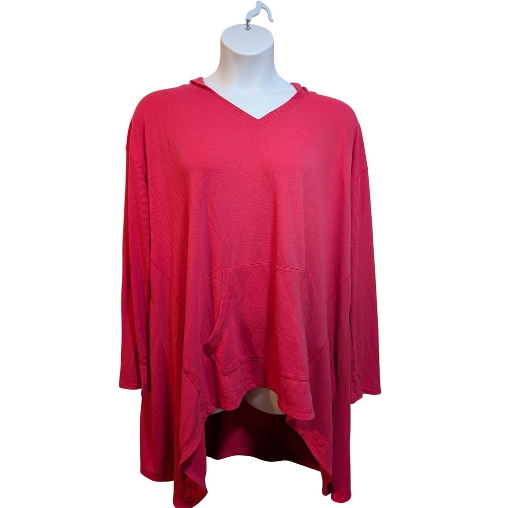 Livi Pink French Terry Hooded Tunic Sweatshirt Plus Size 18/20 Kangaroo Pocket